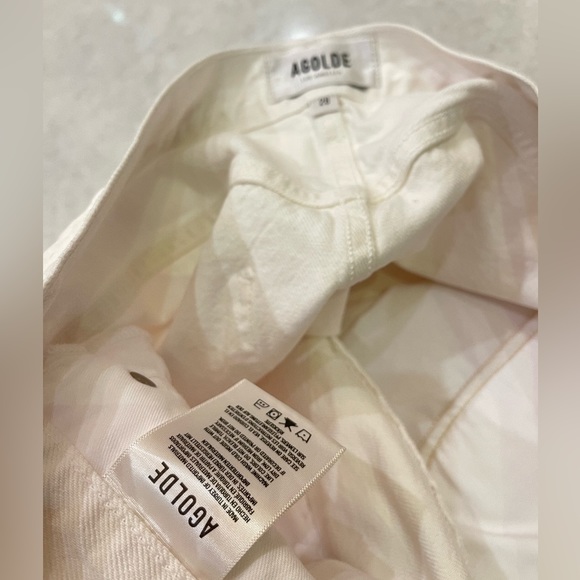 AGOLDE 90’s Jeans Mid Rise Loose Fit Vanish White Distressed Size 28 - Picture 10 of 16